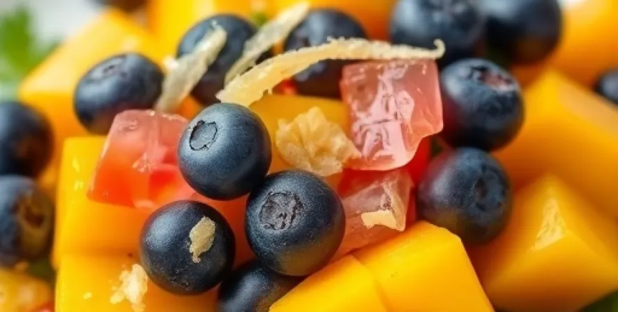 Salade de mangue aux myrtillies et au gingembre
