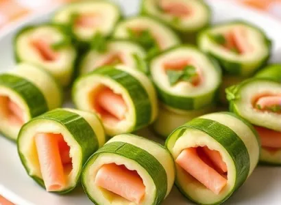 Rouleaux de concombre au jambon