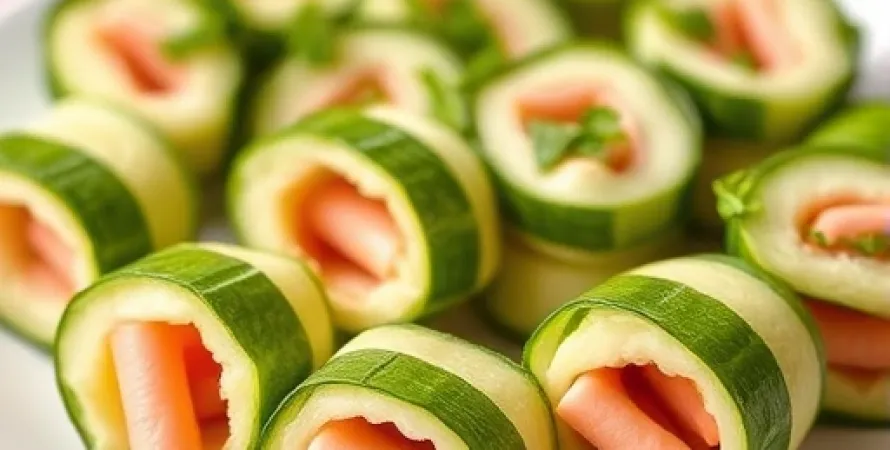 Rouleaux de concombre au jambon