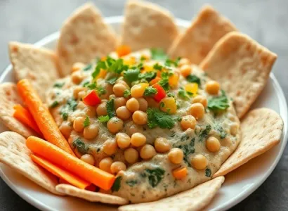 Dip aux légumes et chips de pita