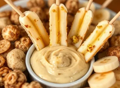 Bâtonnets de banane au beurre de pistache croustillants