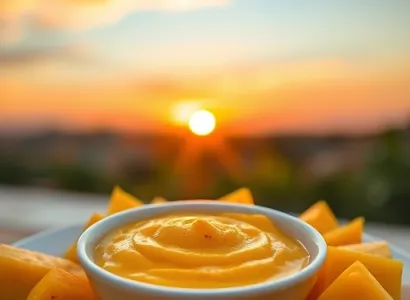 Dip de mangue au coucher de soleil
