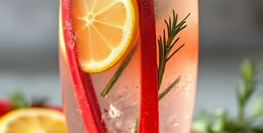 Rhubarbe au citron et rosemary pétillant
