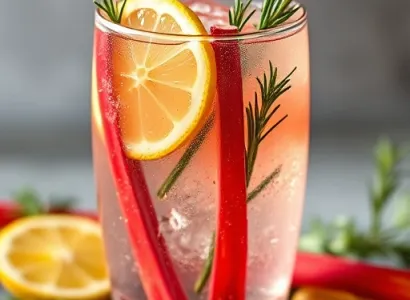 Rhubarbe au citron et rosemary pétillant