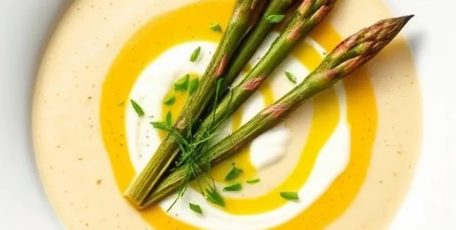 Potage d'asperges rôti