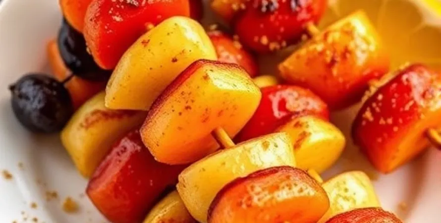 Brochettes de fruit chaud