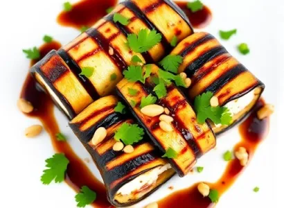 Rouleaux d'aubergine au fromage de chèvre