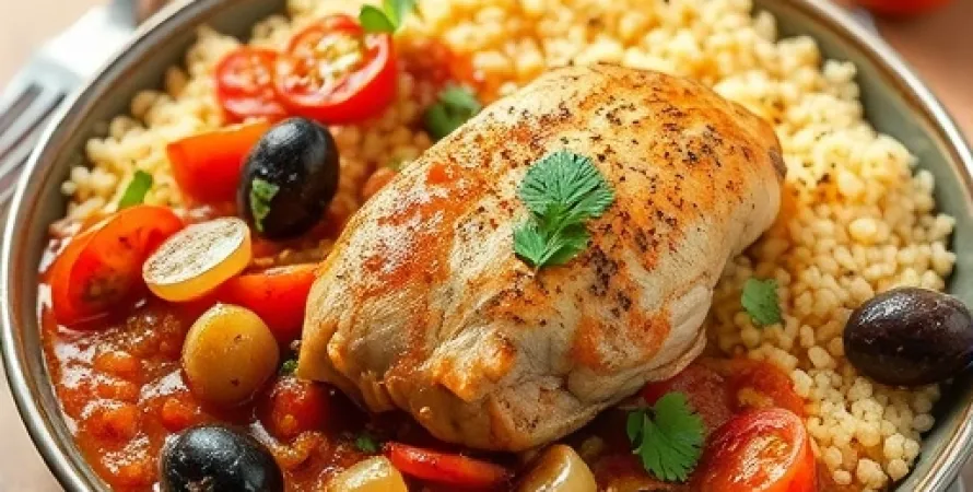Recette Ragout de poulet aux tomates et olives