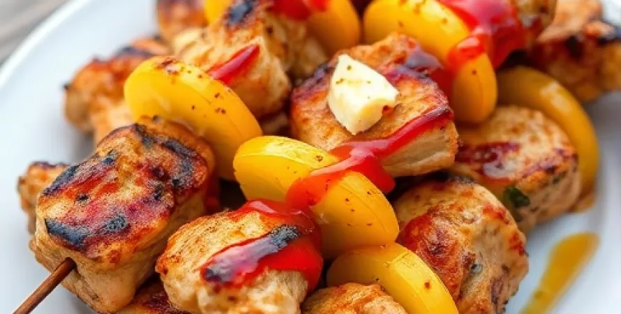 Brochettes de poulet au miel et épices