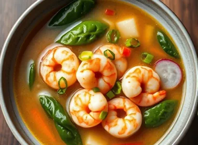 Potage de crevettes aux radis