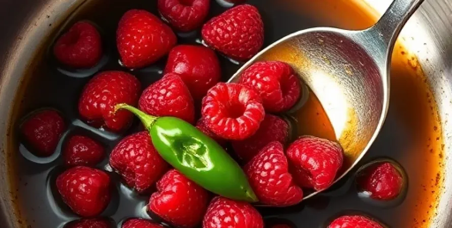 Glace aux framboises et piment jalapeno