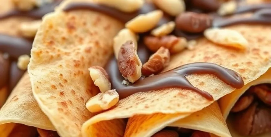 Crêpes au chocolat et noix