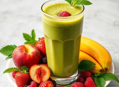 Smoothie vert et fruit rouge