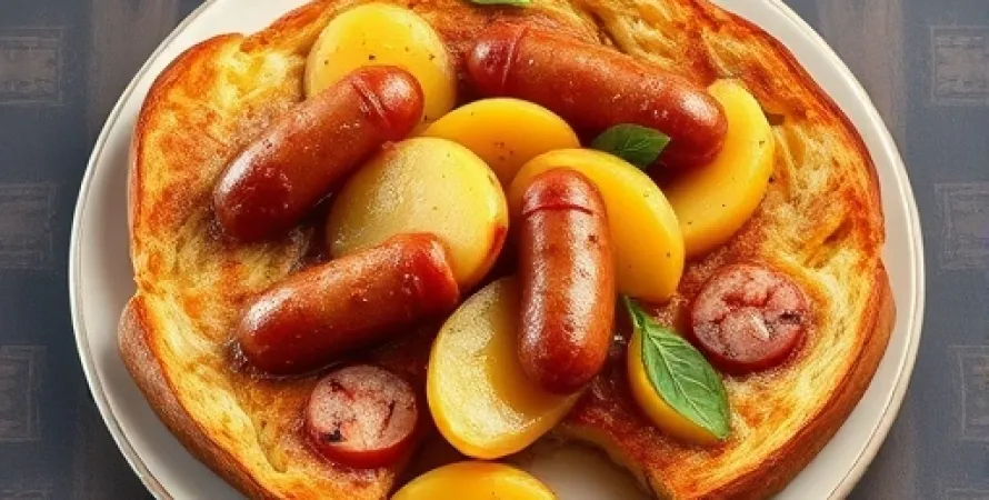 Pain de maïs aux saucisses et pommes