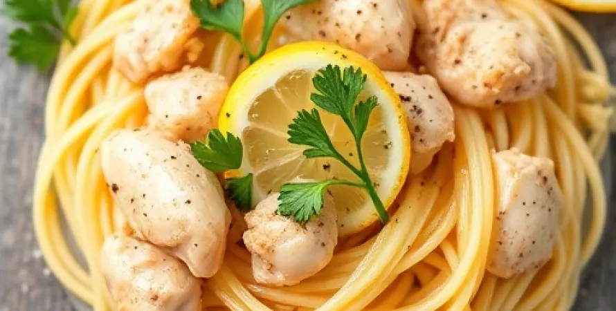 Pâtes au citron avec poulet