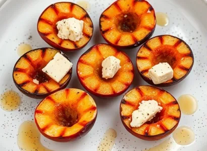 Pêches grillées au fromage de chèvre