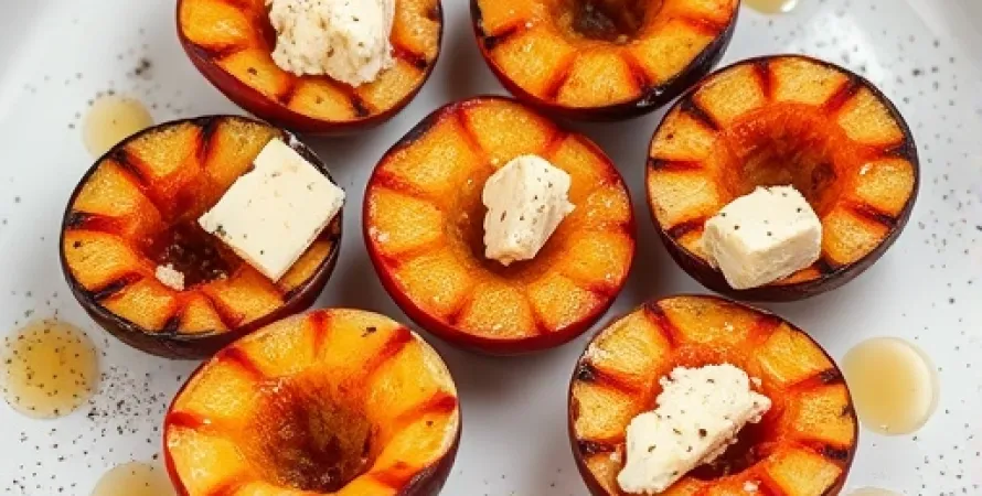 Pêches grillées au fromage de chèvre
