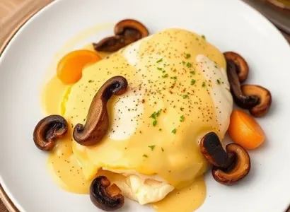 Omelette au fromage et sauce hollandaise