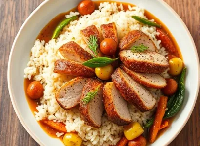 Poulet aux amandes et légumes