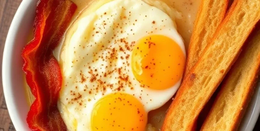 Soupe de petit-déjeuner au bacon et oeufs