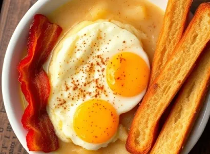 Soupe de petit-déjeuner au bacon et oeufs