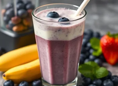 Smoothie aux fruits bleus et banane