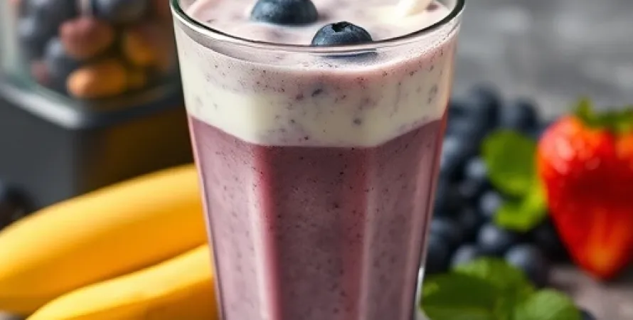 Smoothie aux fruits bleus et banane