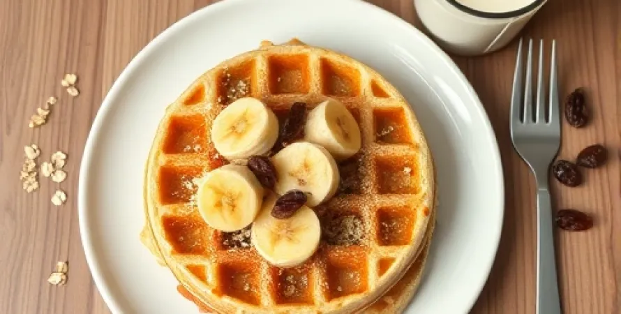 Gaufres de banane avec raisins