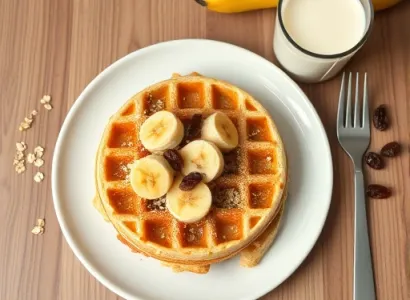 Gaufres de banane avec raisins