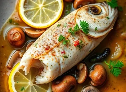Poisson au fournil avec sauce aux champignons