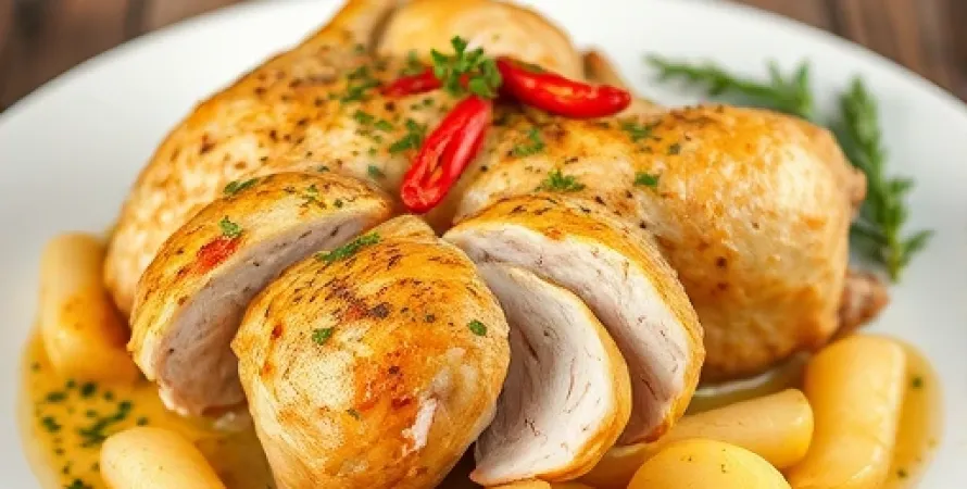 Poulet au four avec croûte de pomme de terre