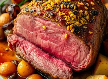 Boeuf roti au grain de moutarde