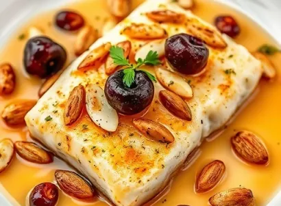 Tilapia sauté aux amandes et cerises