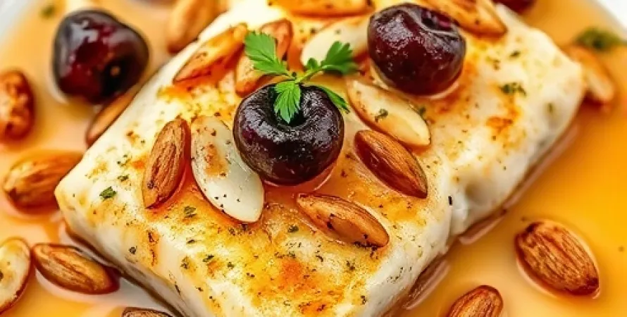 Tilapia sauté aux amandes et cerises
