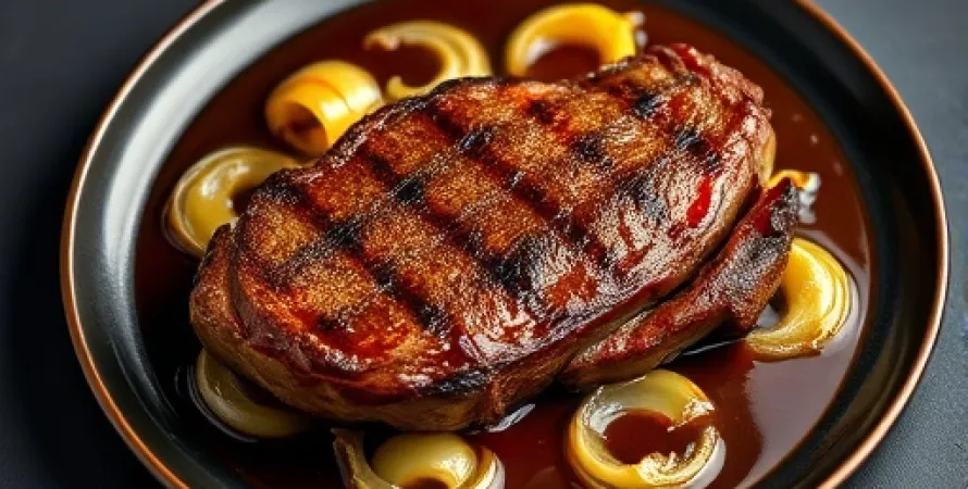 Steak aux oignons