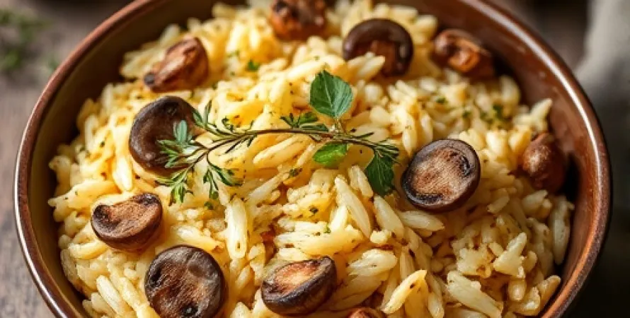 Gratin de riz aux champignons
