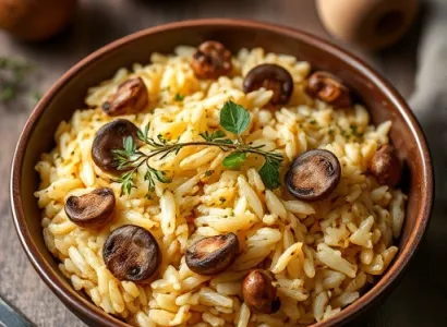Gratin de riz aux champignons