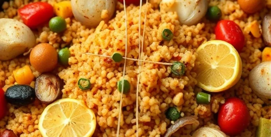 Paella de légumes au couscous