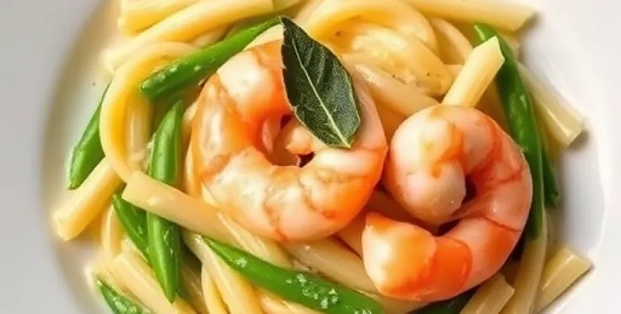 Pâtes au safran et crevettes