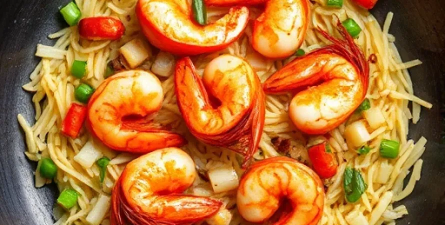 Riz frit au crevettes