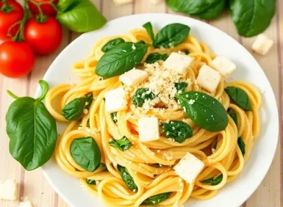 Pâtes au spinat et fromage asiago
