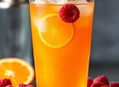 Cocktail à l'orange et aux framboises