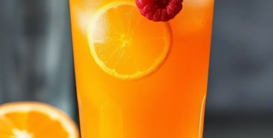 Cocktail à l'orange et aux framboises