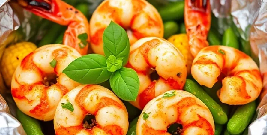 Crevettes à la vapeur avec épis de maïs et edamame