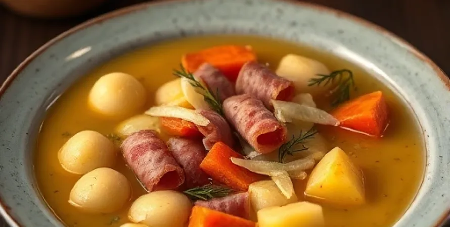 Soupe de pommes de terre au jambon
