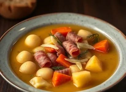 Soupe de pommes de terre au jambon