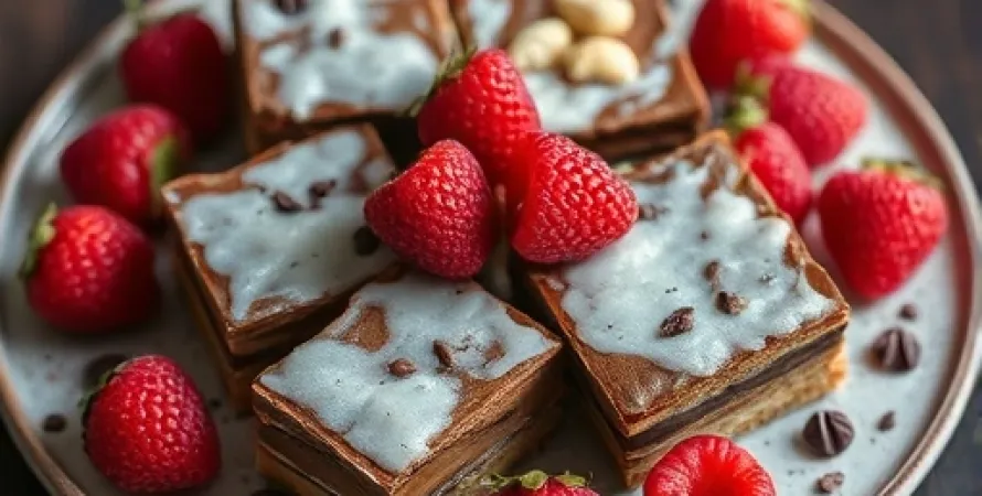 Barres aux framboises, noix et chocolat