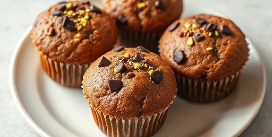 Muffins au beurre de pistache et chocolat