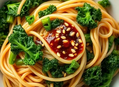 Pâtes au sésame et au chou frisé