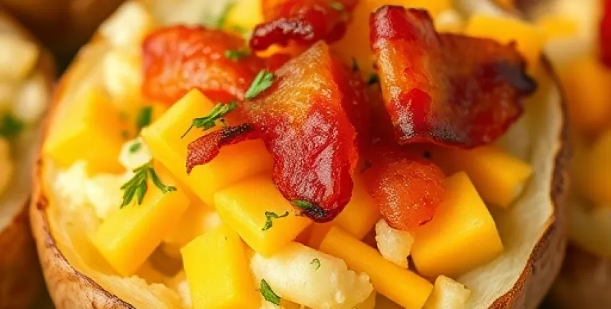 Pommes de terre farcies au cheddar et bacon